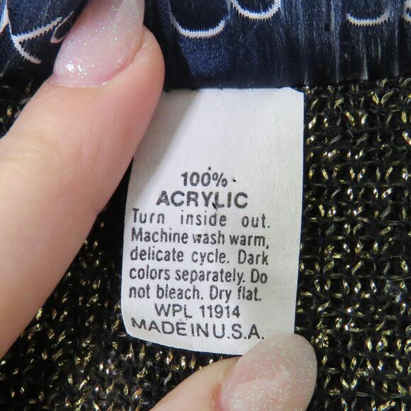 Kate Collins 1990s Vintage Black & Gold Chunky Knit Retro Sweater Medium Large - Picture 7 of 7